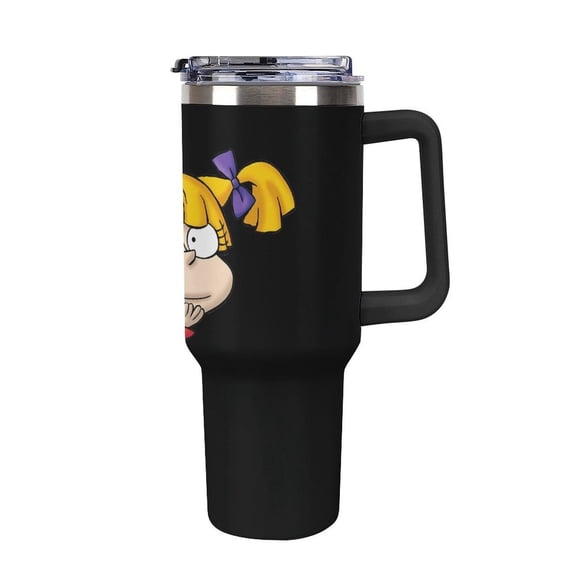 An-gelica Pick-les 40 Oz Car Cup Stainless Steel Tumbler with Handle, Lid, And Straw, Reusable Large Capacity Car Cup