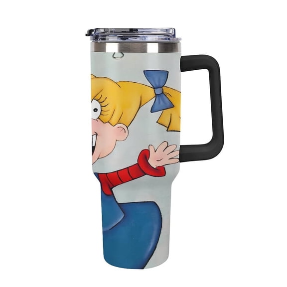 An-gelica Pick-les 40 Oz Car Cup Stainless Steel Tumbler with Handle, Lid, And Straw, Reusable Large Capacity Car Cup