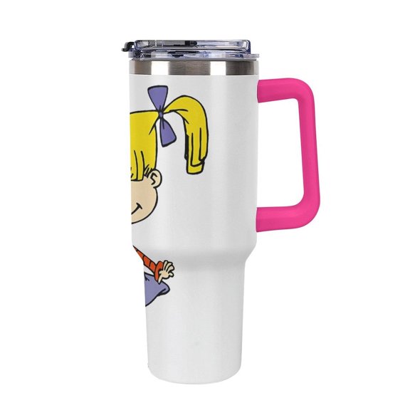 An-gelica Pick-les 40 Oz Car Cup Stainless Steel Tumbler with Handle, Lid, And Straw, Reusable Large Capacity Car Cup