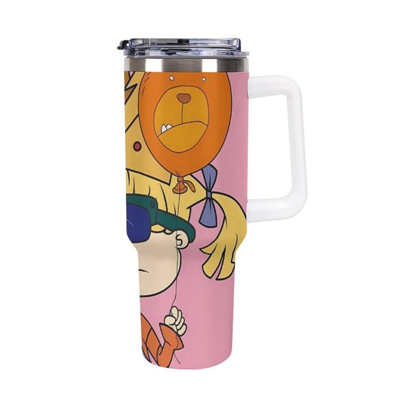 An-gelica Pick-les 40 Oz Car Cup Stainless Steel Tumbler with Handle, Lid, And Straw, Reusable Large Capacity Car Cup