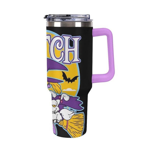 An-gelica Pick-les 40 Oz Car Cup Stainless Steel Tumbler with Handle, Lid, And Straw, Reusable Large Capacity Car Cup