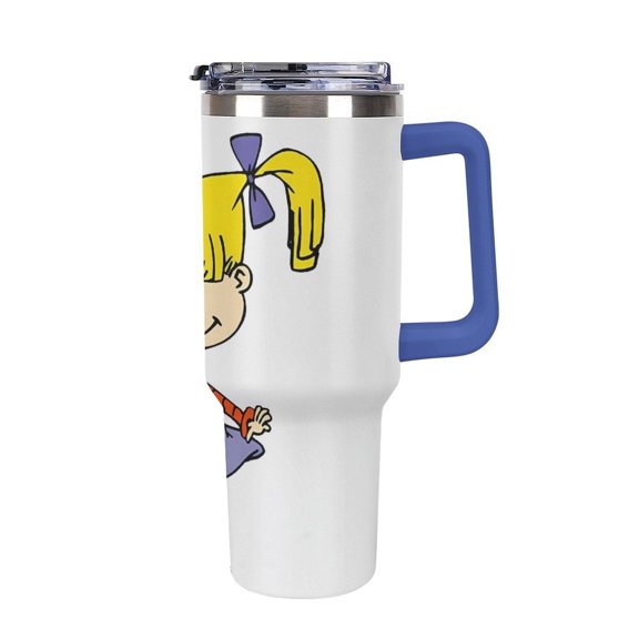 An-gelica Pick-les 40 Oz Car Cup Stainless Steel Tumbler with Handle, Lid, And Straw, Reusable Large Capacity Car Cup