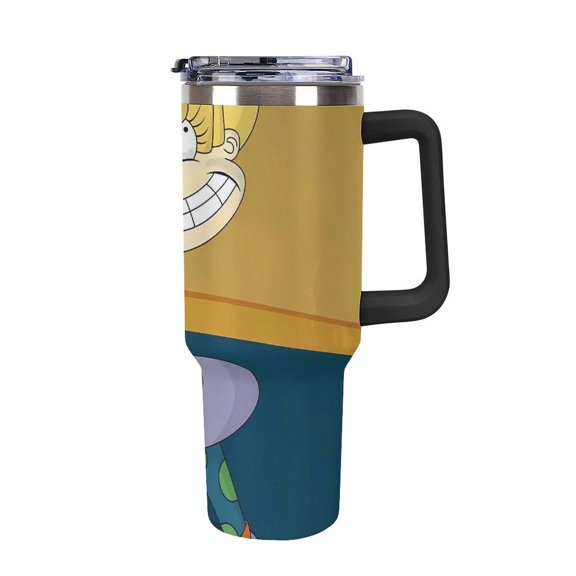 An-gelica Pick-les 40 Oz Car Cup Stainless Steel Tumbler with Handle, Lid, And Straw, Reusable Large Capacity Car Cup