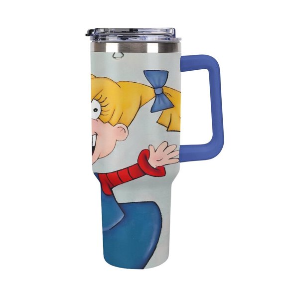 An-gelica Pick-les 40 Oz Car Cup Stainless Steel Tumbler with Handle, Lid, And Straw, Reusable Large Capacity Car Cup