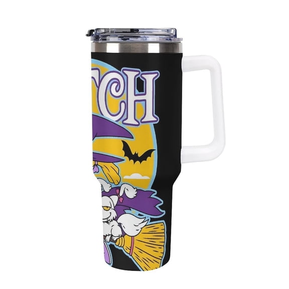 An-gelica Pick-les 40 Oz Car Cup Stainless Steel Tumbler with Handle, Lid, And Straw, Reusable Large Capacity Car Cup