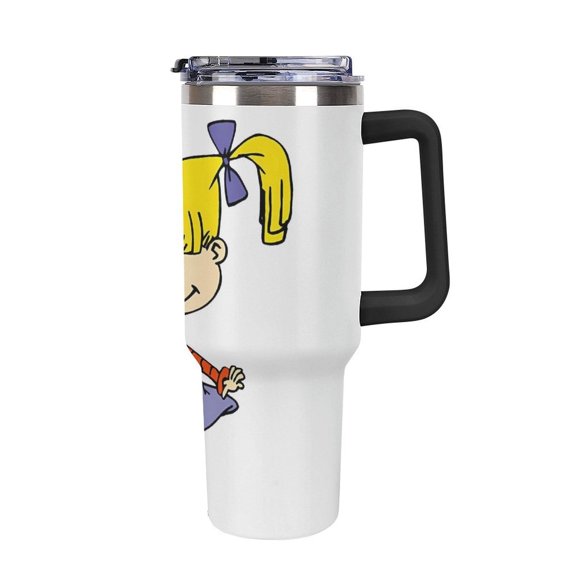 An-gelica Pick-les 40 Oz Car Cup Stainless Steel Tumbler with Handle, Lid, And Straw, Reusable Large Capacity Car Cup