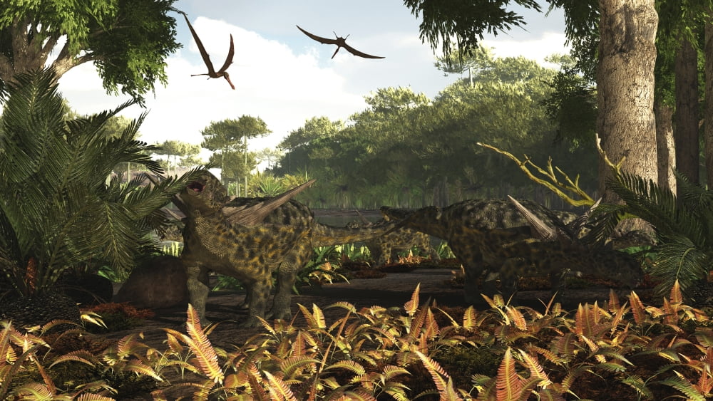 An group of Ankylosaurid dinosaurs from the early Cretaceous Canvas Art - Arthur DoretyStocktrek Images (19 x 11)