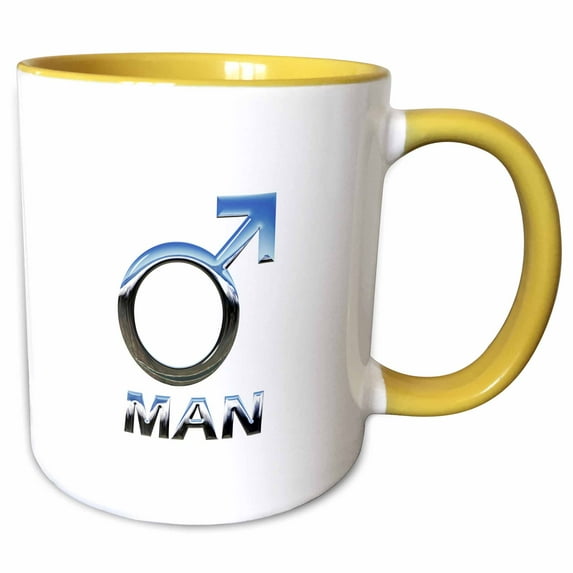 An image of a male gender sine and a text Man. Metal reflection 15oz Two-Tone Yellow Mug mug-339514-13