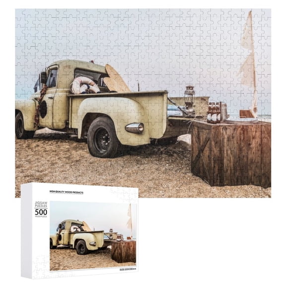 An impossible puzzle for adults to complete,Wooden Picture Puzzle Classic-car-old-style-outdoors-concep Good for game night, challenging