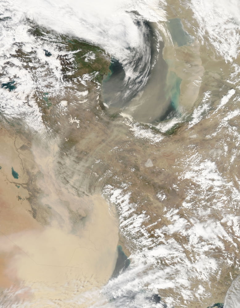 An intense dust storm blows over the Middle East Canvas Art - Stocktrek Images (25 x 32)