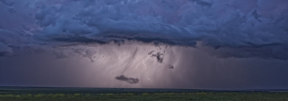 An intense thunderstorm races across the prairies Val Marie Saskatchewan Canada Canvas Art - Robert Postma Design Pics (44 x 15)