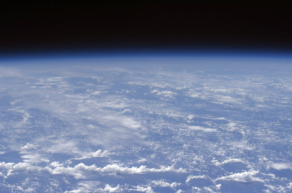 An oblique horizon view of the Earths atmosphere Canvas Art - Stocktrek Images (34 x 23)