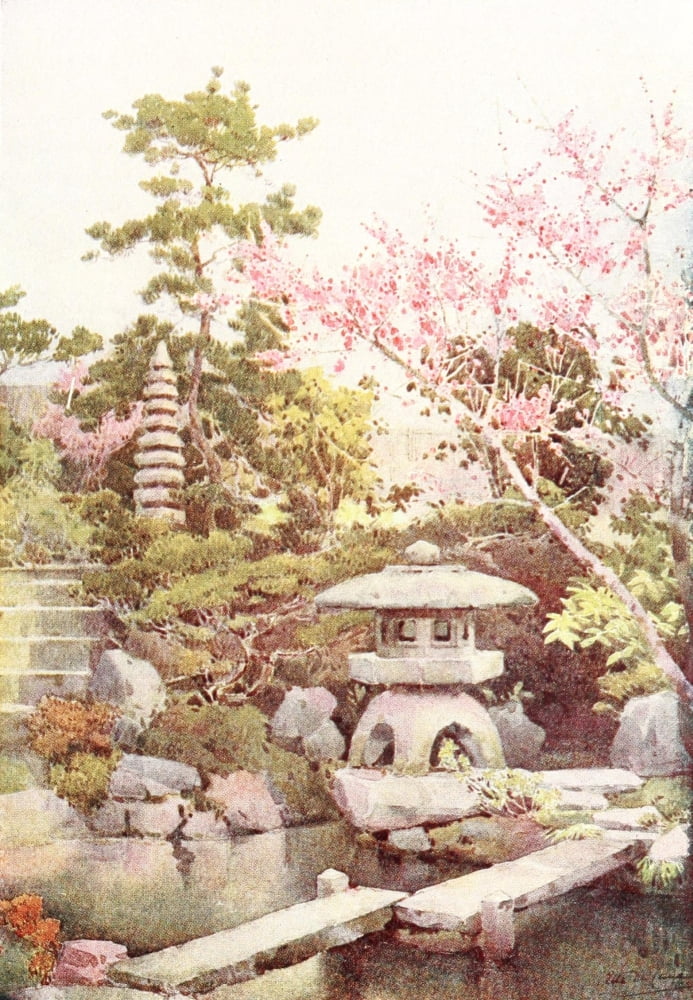 An old garden Flowers & Gardens of Japan 1908 Canvas Art - Ella Du Cane (24 x 36)