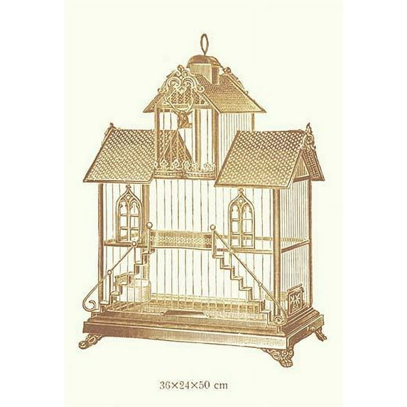An ornamental bird cage displayed on the page from the manufacturers sales catalog. Poster Print by unknown (24 x 36)