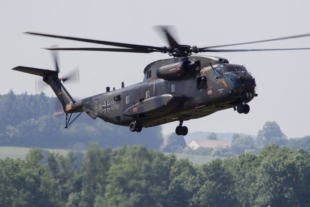 An upgraded CH-53GA helicopter of the German Air Force Canvas Art - Timm ZiegenthalerStocktrek Images (17 x 12)