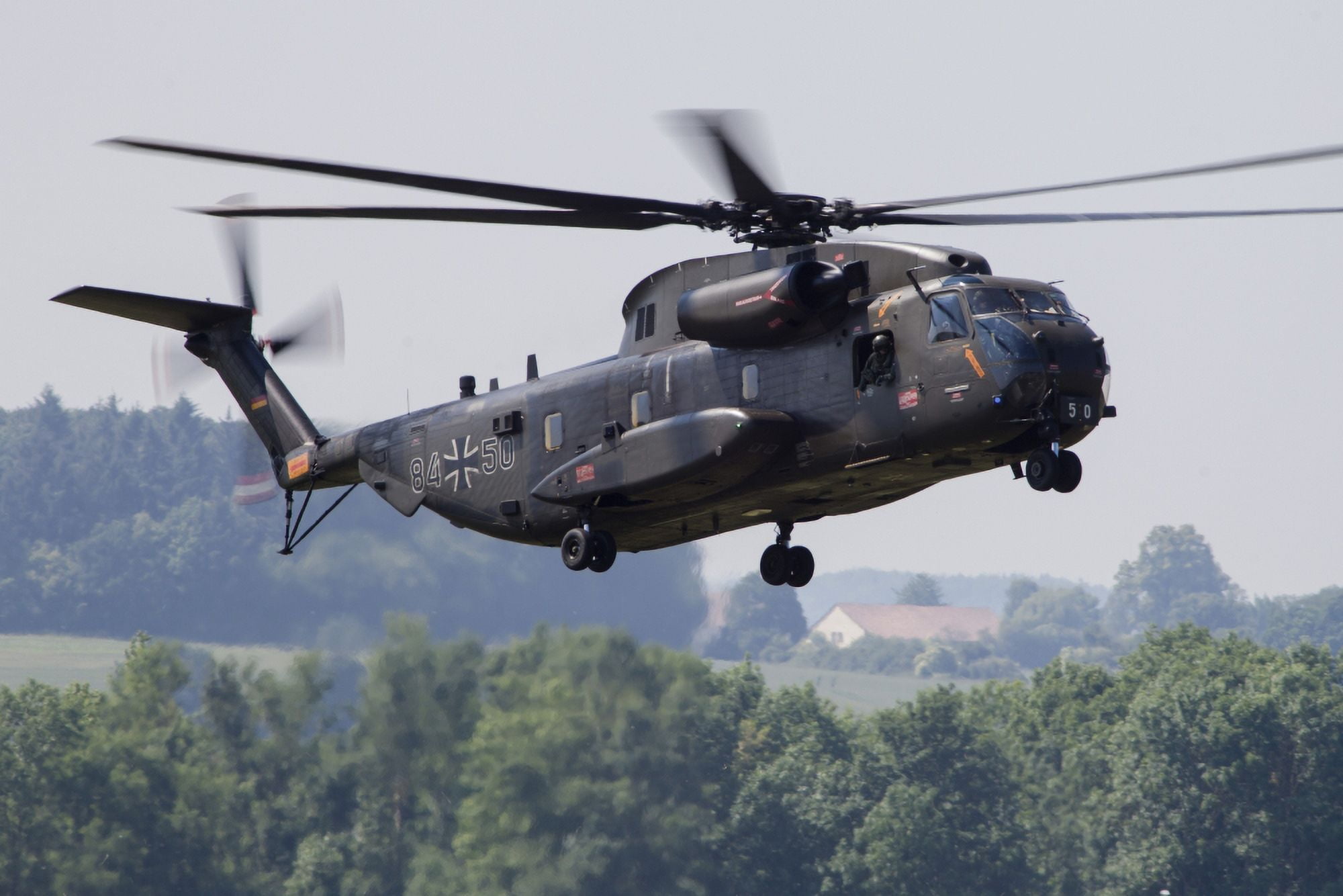 An upgraded CH-53GA helicopter of the German Air Force Canvas Art - Timm ZiegenthalerStocktrek Images (34 x 23)