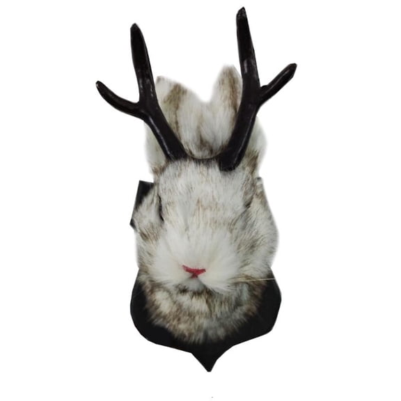Rabbit Head Antlers Wall Decor Sculpture Resin Christmas Decorations for Office Holiday Home 3D Abstract Statue