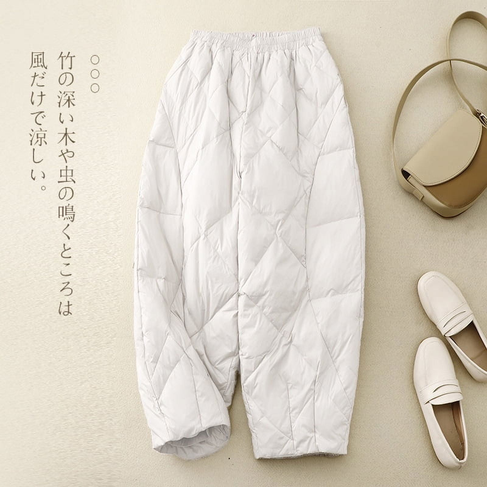 AnQingLueLv Duck Down Padding Brushed Pants Women Winter Padded Pants Women Warm Feather Pants