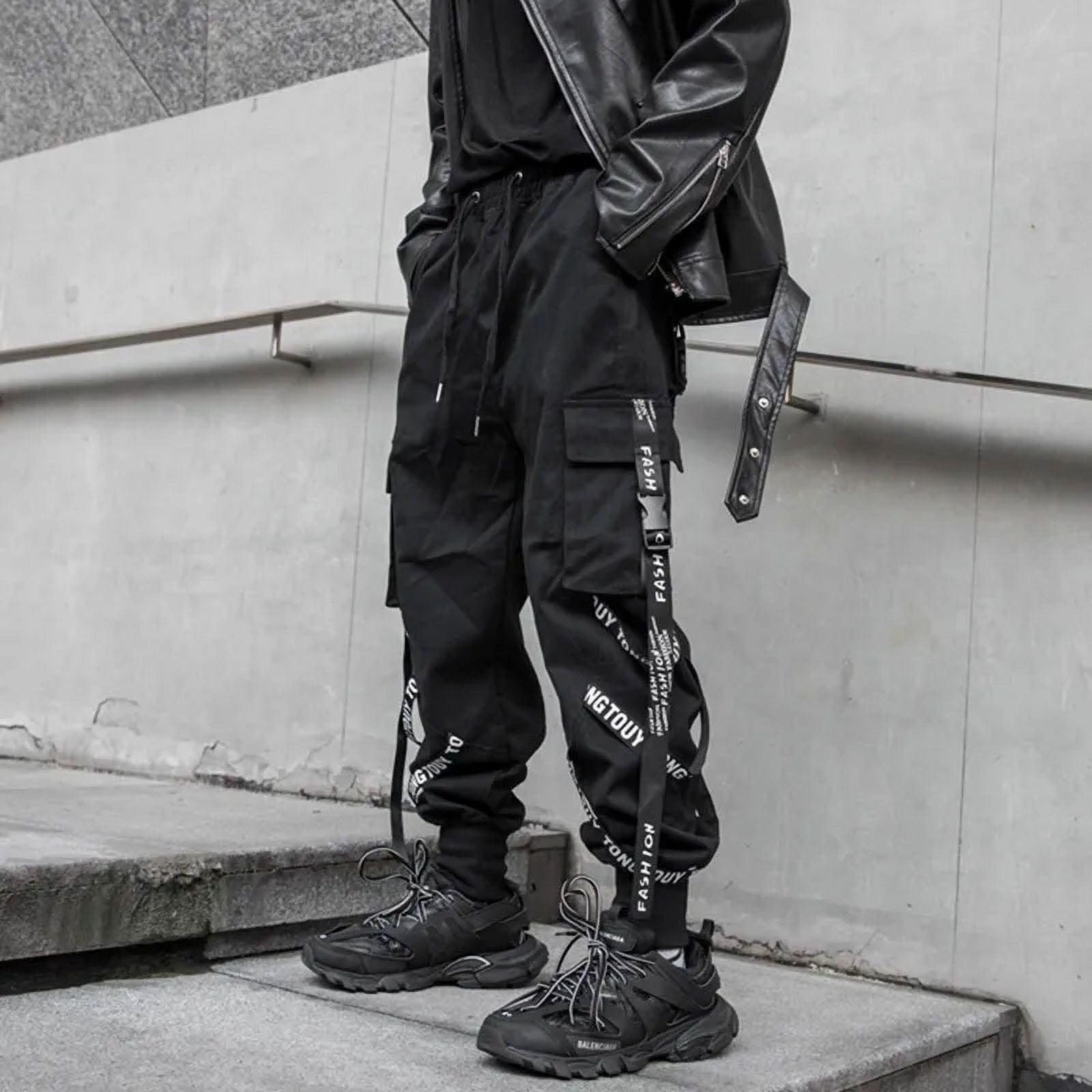 AnQingLueLv Techwear Cargo Pants Men Joggers Black Cargo AnQingLueLv Techwear Cargo Pants Men Joggers Black Cargo