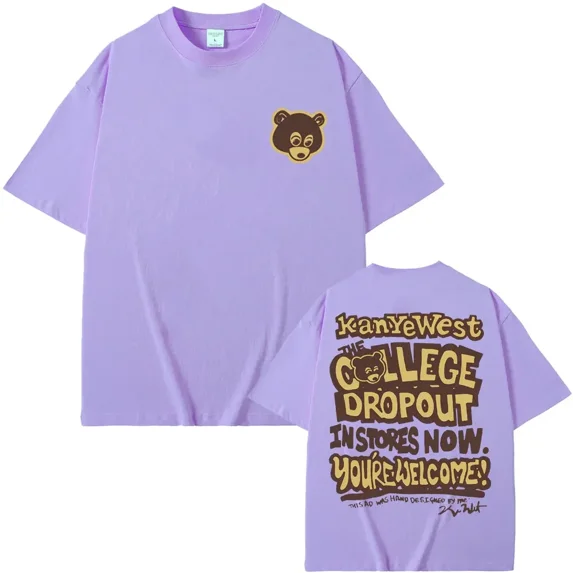 AnQingLueLv The College Dropout Graphics Tshirt Men Women's Hip Hop Rap Vintage T-shirts Male Casual Oversize T Shirt