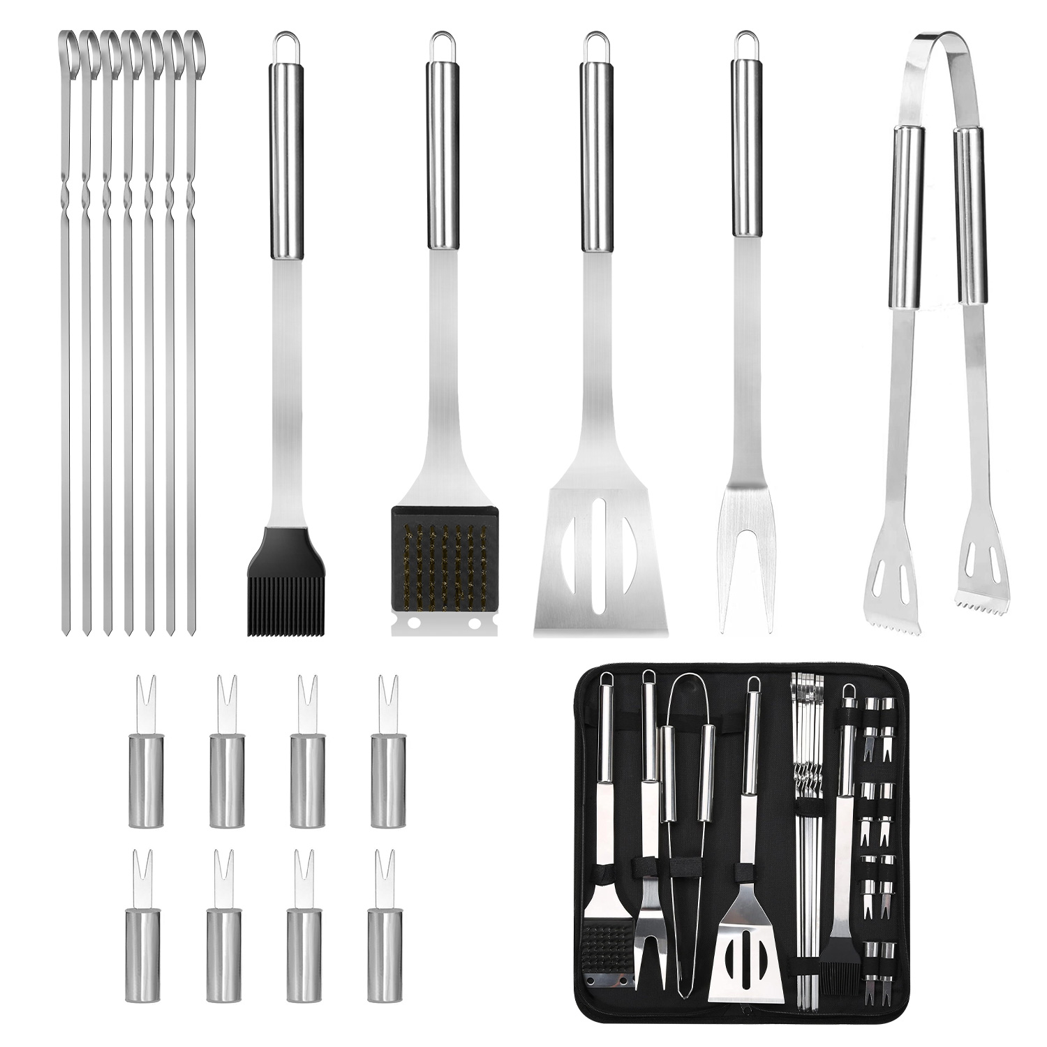 AnTom 20pcs BBQ Tools Set, Stainless Steel Grill Accessories with Case for Kitchen Cooking