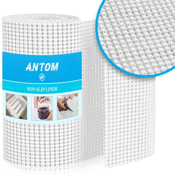 AnTom Snow-White PVC Shelf Liner, Non-Adhesive and Non-Slip Breathable Drawer Liner Mat for Kitchen Cabinet Refrigerator - 12 inches x 20 ft