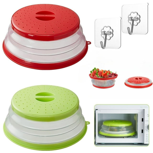AnTom Collapsible Microwave Cover Set, Vented, Easy Grip, Dishwasher