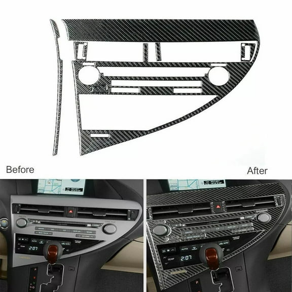 Ana 1 Set Carbon Fiber Style Stickers Interior CD Panel Frame Trim Cover Inner Decals For Lexus RX350 RX450h 2010 2011 2012