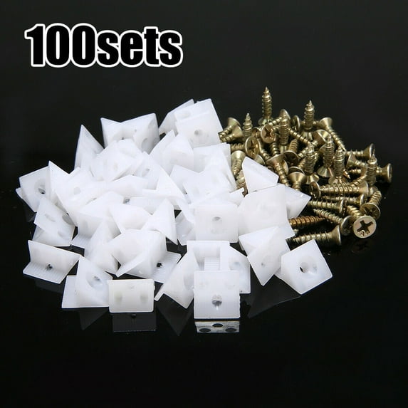 Ana 100pcs Furniture Chest Drawer Bottom Repair Fixing Mending Wedges Drawer Angle Code Bracket Fastener With Screws Hardware Home Decor