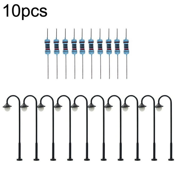 Ana 10pcs Black Model Railway LED Street Lights, 1:160 Scale Round Head Lamps for N Scale Layouts, 12V-18V AC/DC Compatible, Perfect for HO or N Scale Model Train Sets