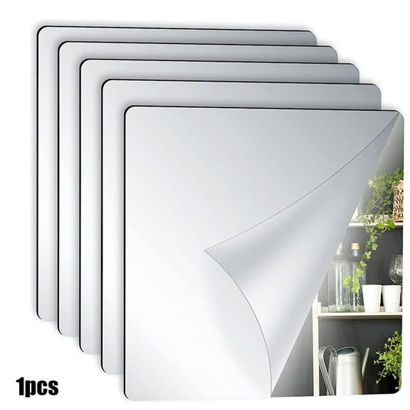Ana 1Pack 20 x 20 cm Silver Mirror Acrylic Sheet Safety Reflective Mirror Sheet Board Panel for Home and Office Use, Wall Deco