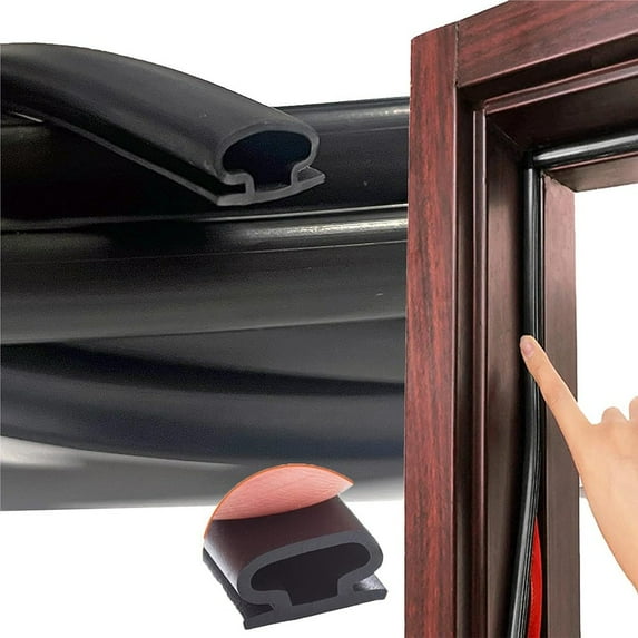 Ana 1pc Door Seal Sealing Strip Security Door Door Black Seal Strip Door Silicone Rubber Soundproofing Hardware19.7Feet Home Decor