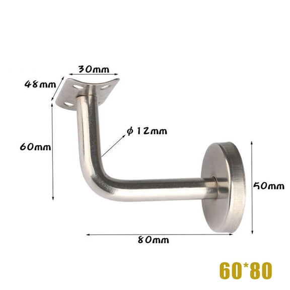 Ana 1pc Handrail Bracket 90 Degrees Silver Stainless Steel Wall-mounted Solid Wall Support Hand Rail Balustrade Bracket Hardware Home Decor