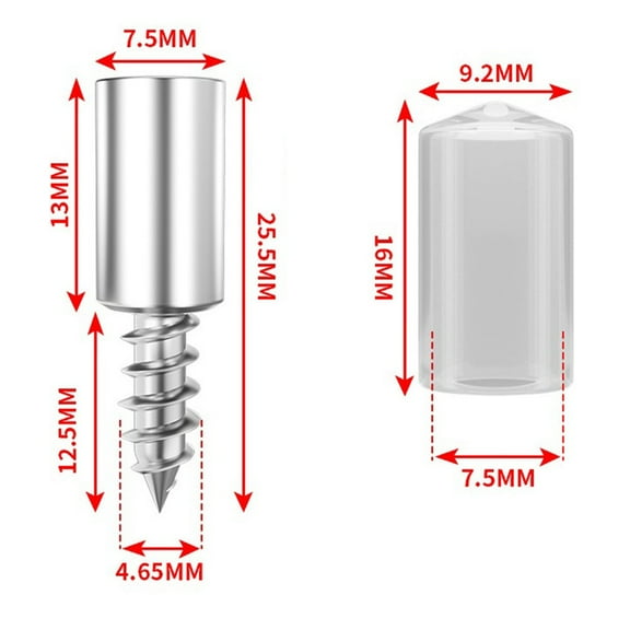 Ana 20pcs Self-tapping Screw With Rubber Sleeve Laminate Support Nails Cabinet Glass Partition Bracket Nonslip Fixed Support Holder Home Decor