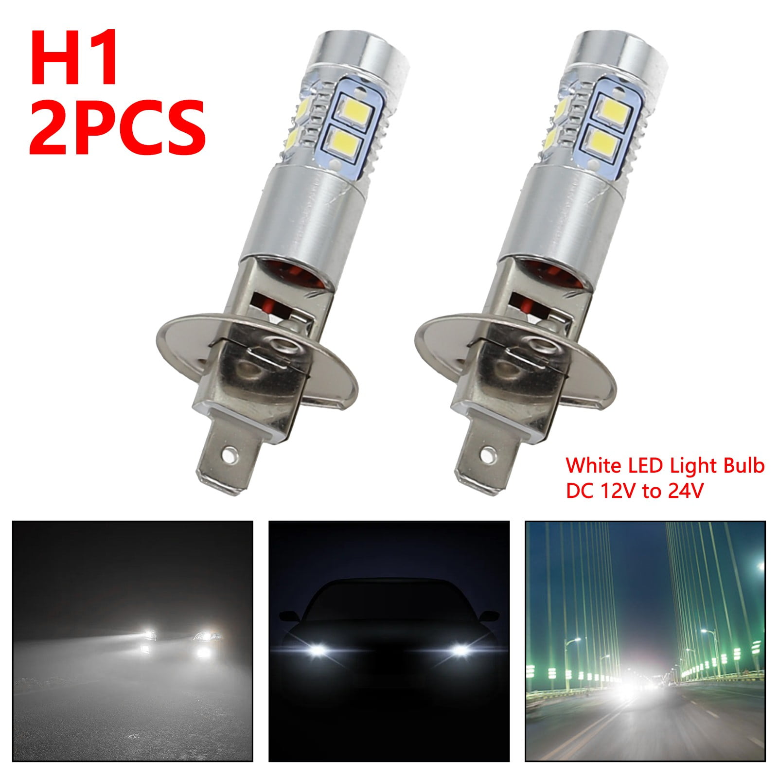 Ana 2Pcs H1 Car LED Headlight Bulbs 000K Super Bright Car High Low Beam White Headlamp For Motorcycle SUV Truck