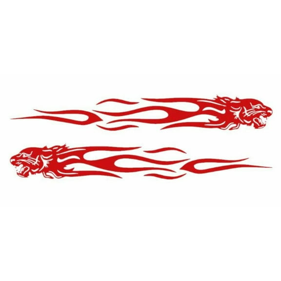 Ana 2Pcs Tiger Flame Totem Car Decals Stickers Creative 35x5cm Motorcycle Car Body Stickers Decoration Car Styling