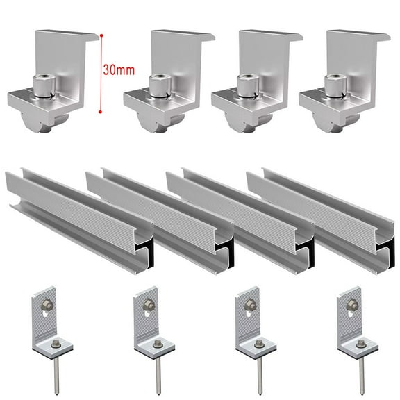 Ana 30/35mm Solar Panel Photovoltaic Bracket Mounting Rail Kit PV Middle Clamp End Clamp Aluminium Profile Solar Module Roof Rail Home Decor