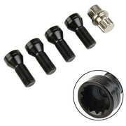 Ana 4pc M14 x1.25 BLACK ALLOY WHEEL LOCKING BOLTS LUG NUTS +KEY FOR BMW MINI R50