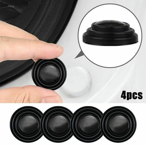 Ana 4pcs Car Door Shock Sticker Silicone Black Silent Gasket Soundproof Buffer Pad