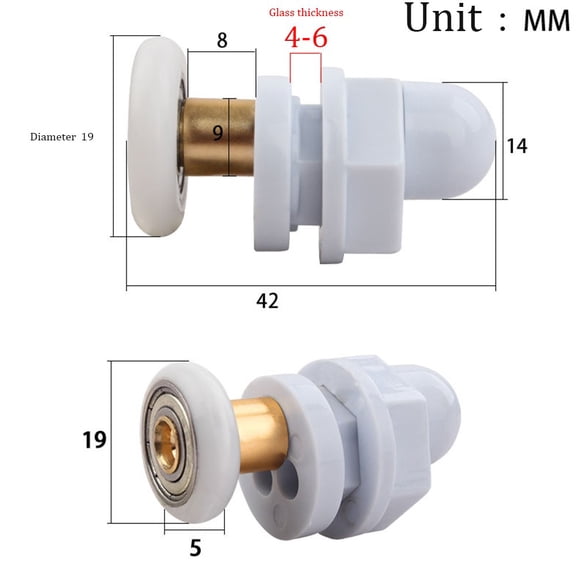 Ana 4pcs Shower Door Rollers Pulley Bathroom Sliding Glass Door Wheels Bathroom Door Replacement Part 19/23/25/27/29mm Wheel Home Decor