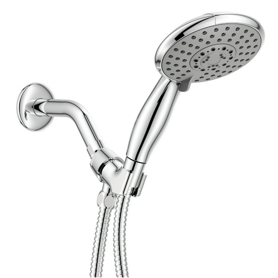 Ana Bath High-Pressure Anti-Clog 5-Inch 5- Setting Handheld Shower Head System + 96-Inch Stainless Steel Shower Hose (Chrome)