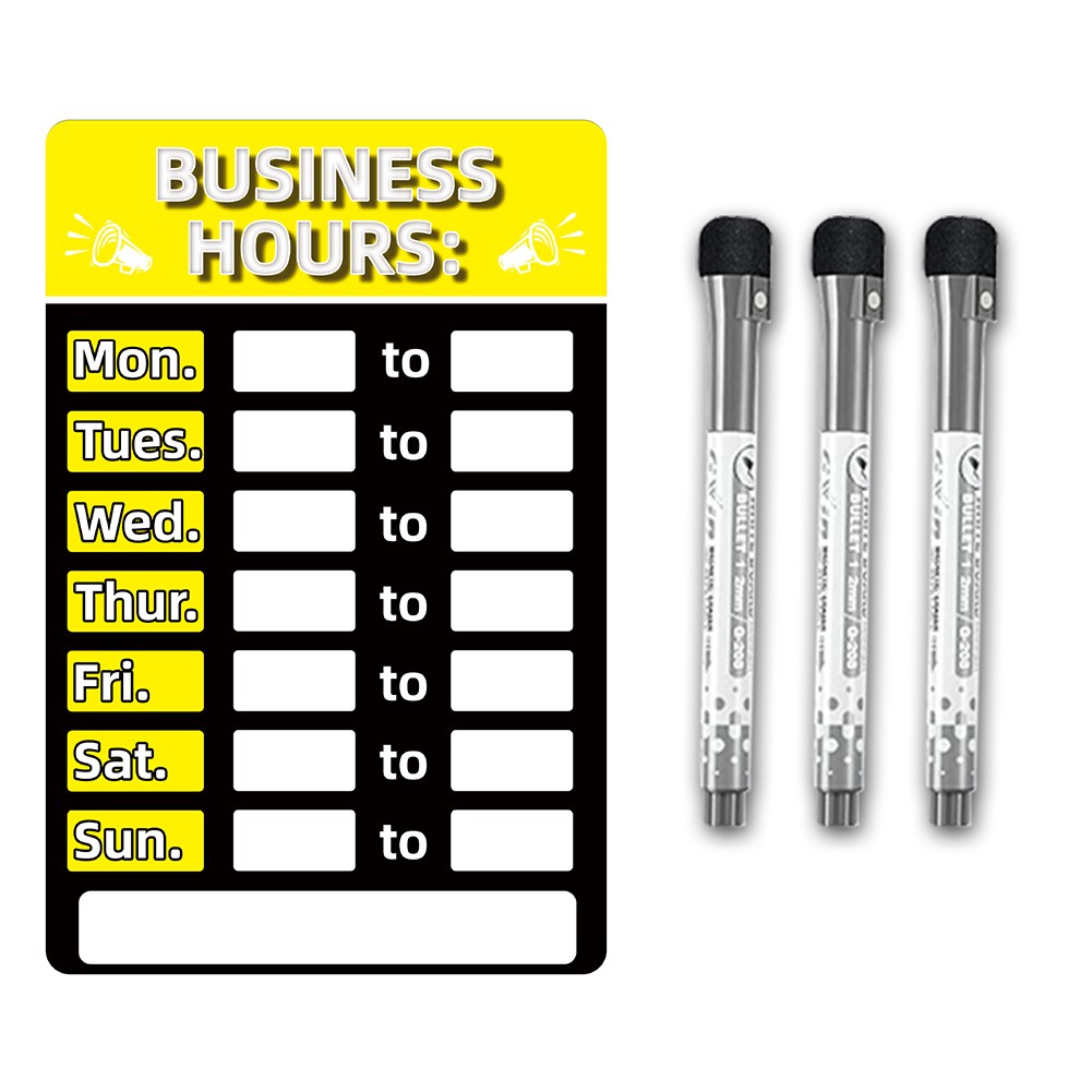 Ana Business Hours Sign With 3x Erasable Pen Changeable for Any Store