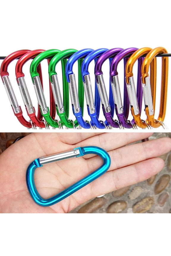 Carabiner Keychain Clip - Aluminum Carabeaner Key Clip,D Ring Shape Caribeener Hook Buckle,Spring Snap Key Chain Clips(Random Color 1.85 inch 10pcs)