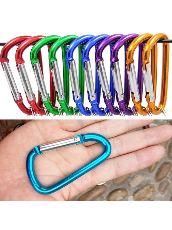 Ana Carabiner Keychain Clip - Aluminum Carabeaner Key Clip,D Ring Shape Caribeener Hook Buckle,Spring Snap Key Chain Clips(Random Color 1.85 inch 10pcs)