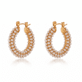 thumbnail image 1 of Vanytel Gold Plated Stainless Steel Pearl Hoop Earrings for Women, Ana Maria Hoops, 1 Pair, 1 of 6