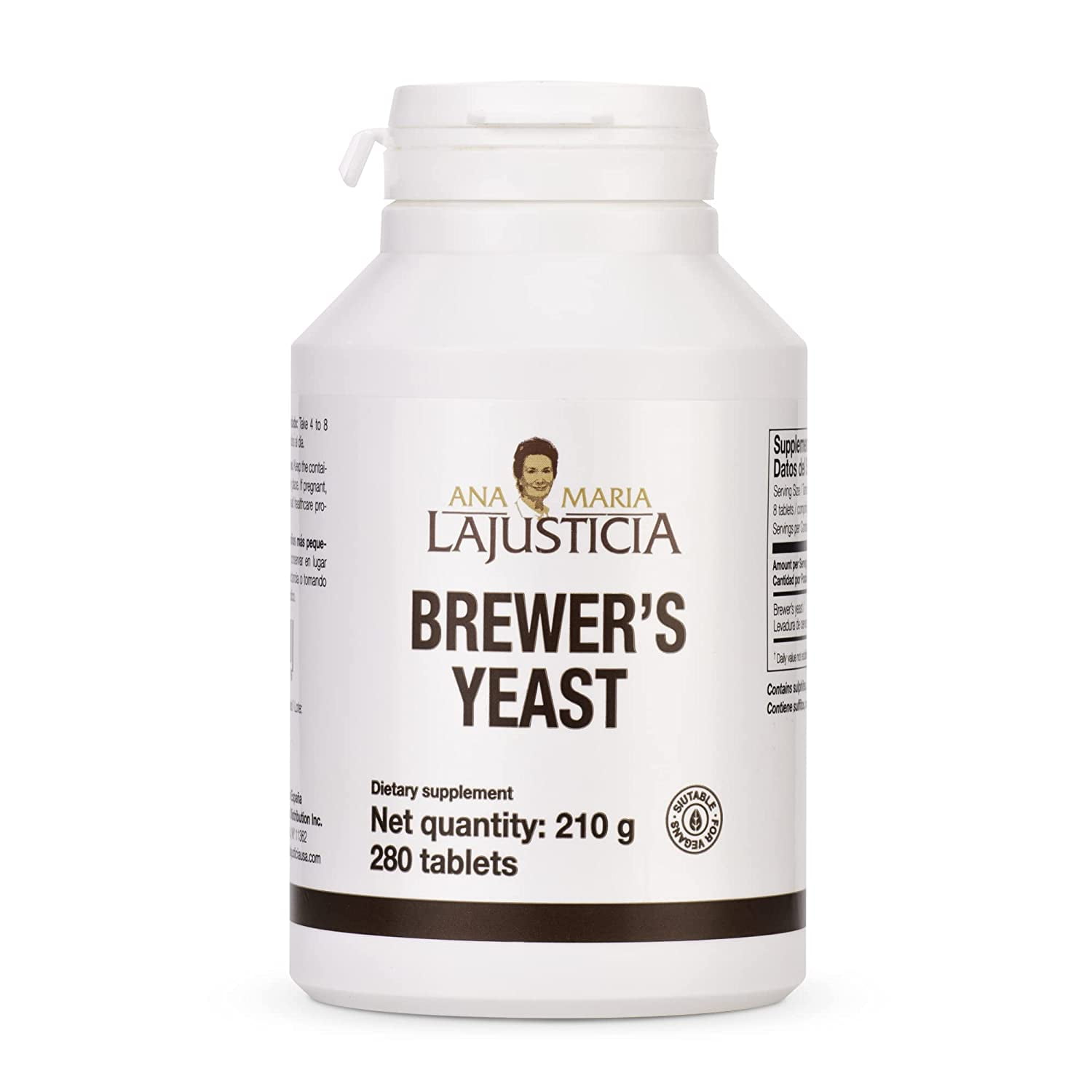 Ana Maria Lajusticia- BREWER'S Yeast - Source of Vitamins, Heart Health and Healthy Digestion - 70 Days Treatment Pack . Sugar Free & Vegan Friendly.