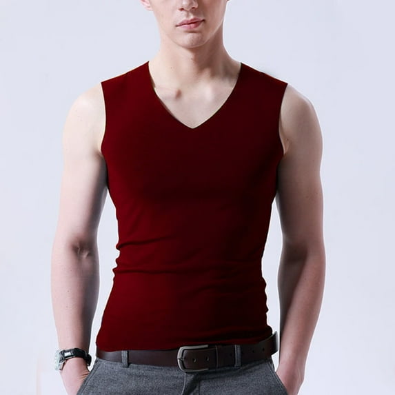 Ana Men Ice Silk Sleeveless Vest V-Neck Tank Top Underwear Undershirt Muscle T-Shirt