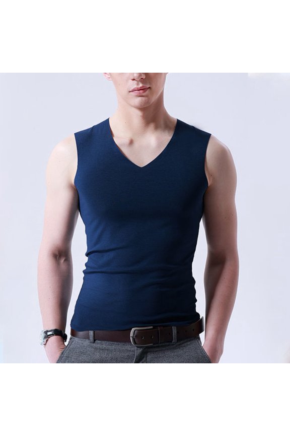 Men Ice Silk Sleeveless Vest V-Neck Tank Top Underwear Undershirt Muscle T-Shirt