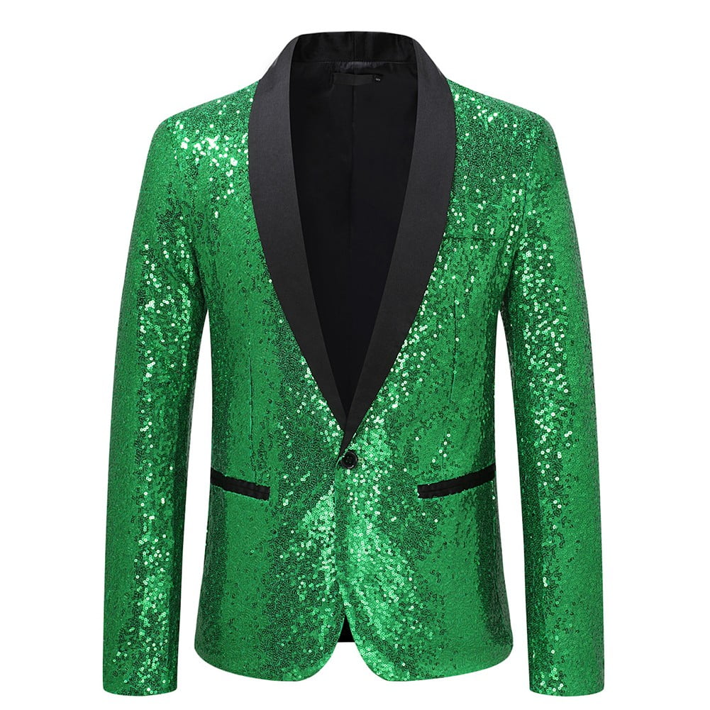 Ana Men Shiny Gold Sequin Glitter Embellished Blazer Jacket Nightclub ...