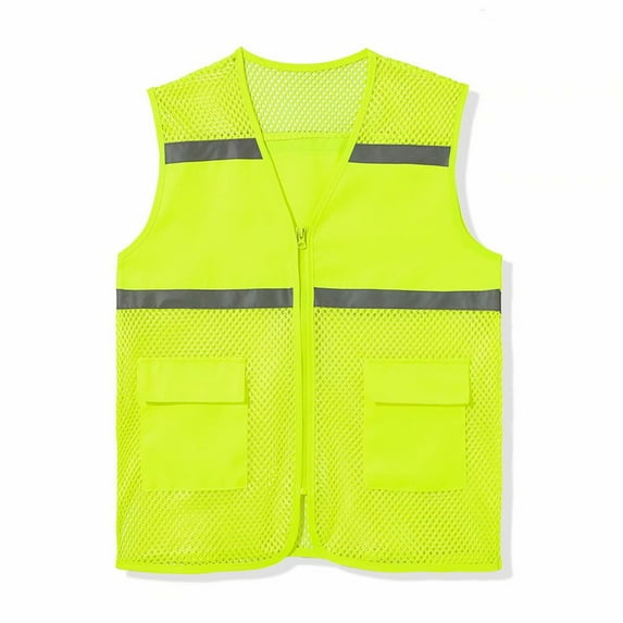 Ana Men and Women Workwear Summer Mesh Vest Breathable Reflective Strip Printed
